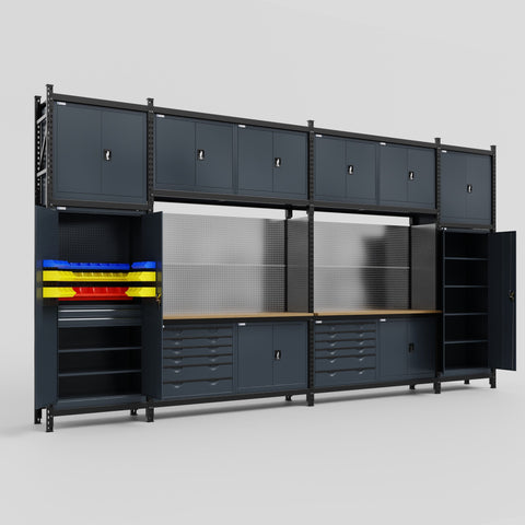 M1221-3C Modular Work Bench - H3100mm x W5700mm | MDF WBT | Dark Grey