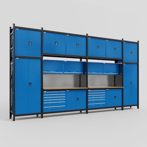 M1221-3C Modular Work Bench - H3100mm x W5700mm | MDF WBT | Blue