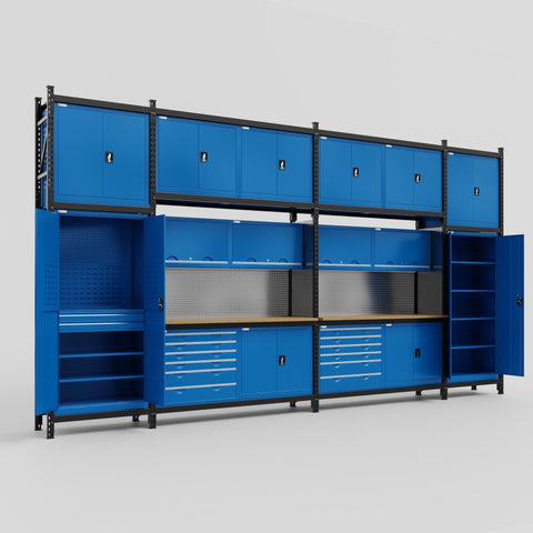 M1221-3C Modular Work Bench - H3100mm x W5700mm | MDF WBT | Blue