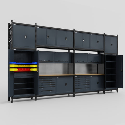 M1221-3C Modular Work Bench - H3100mm x W5700mm | MDF WBT | Dark Grey