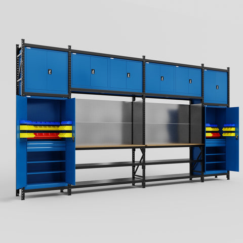 M1221 Modular Work Bench - H3100mm x W5700mm | MDF WBT | Blue