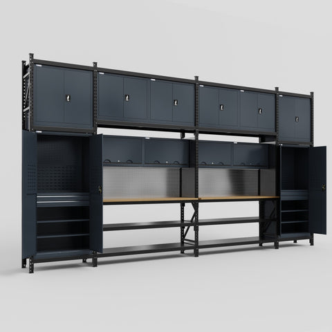 M1221 Modular Work Bench - H3100mm x W5700mm | MDF WBT | Dark Grey