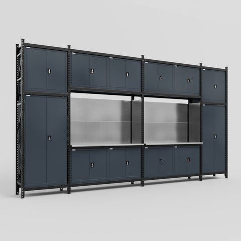 M1221 Modular Work Bench - H3100mm x W5700mm | Stainless WBT | Dark Grey