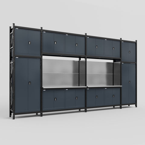 M1221 Modular Work Bench - H3100mm x W5700mm | Stainless WBT | Dark Grey