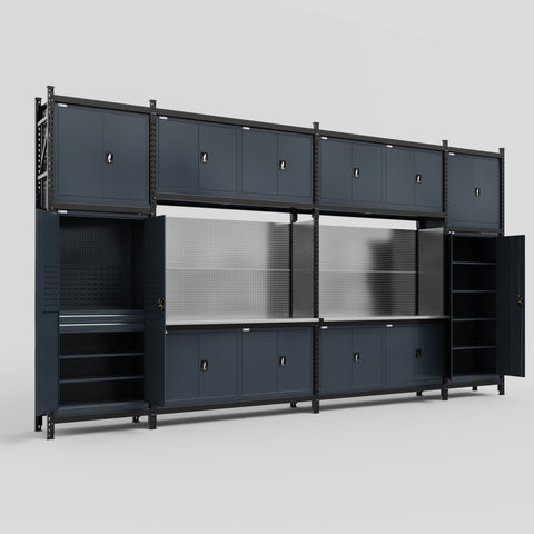 M1221 Modular Work Bench - H3100mm x W5700mm | Stainless WBT | Dark Grey