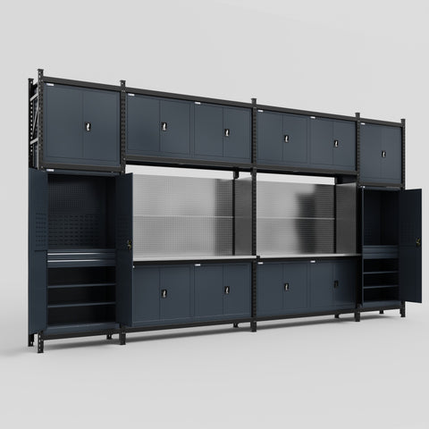 M1221 Modular Work Bench - H3100mm x W5700mm | Stainless WBT | Dark Grey