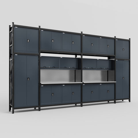 M1221 Modular Work Bench - H3100mm x W5700mm | Stainless WBT | Dark Grey
