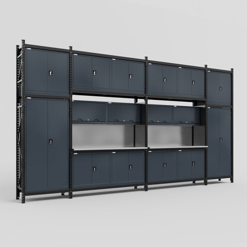 M1221 Modular Work Bench - H3100mm x W5700mm | Stainless WBT | Dark Grey