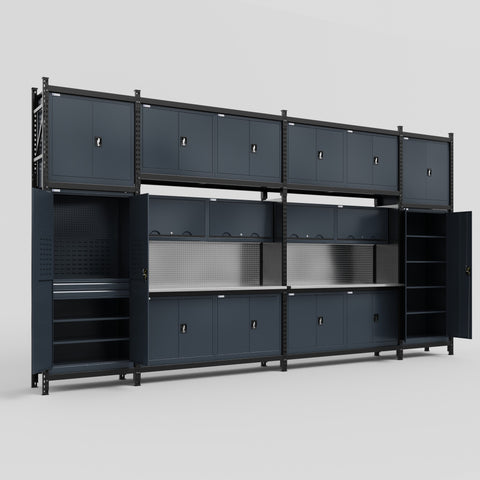 M1221 Modular Work Bench - H3100mm x W5700mm | Stainless WBT | Dark Grey