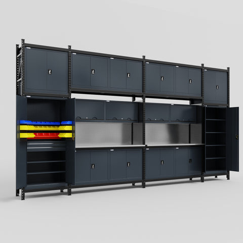 M1221 Modular Work Bench - H3100mm x W5700mm | Stainless WBT | Dark Grey