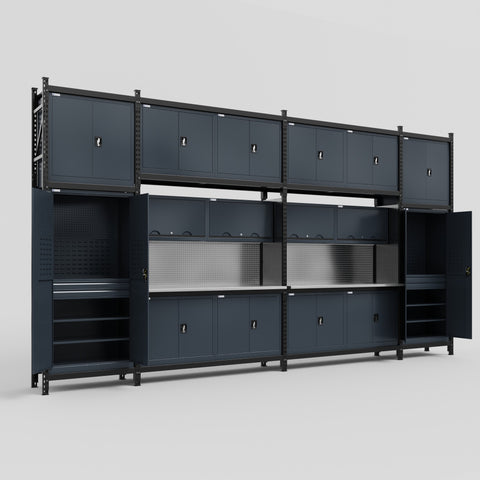 M1221 Modular Work Bench - H3100mm x W5700mm | Stainless WBT | Dark Grey
