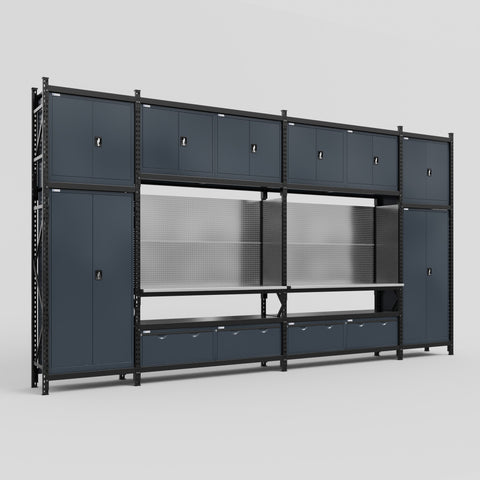 M1221 Modular Work Bench - H3100mm x W5700mm | Stainless WBT | Dark Grey