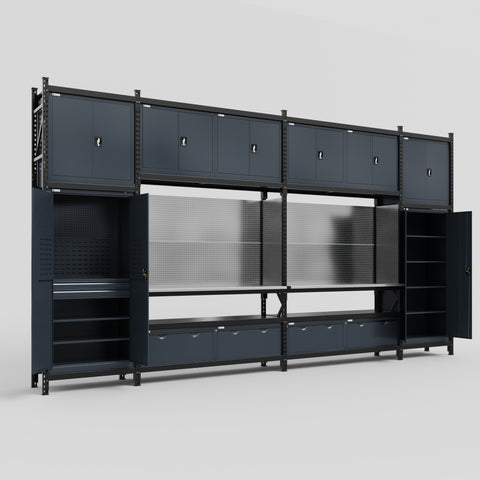 M1221 Modular Work Bench - H3100mm x W5700mm | Stainless WBT | Dark Grey