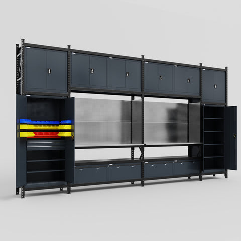 M1221 Modular Work Bench - H3100mm x W5700mm | Stainless WBT | Dark Grey