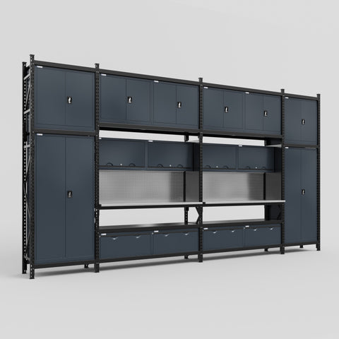 M1221 Modular Work Bench - H3100mm x W5700mm | Stainless WBT | Dark Grey