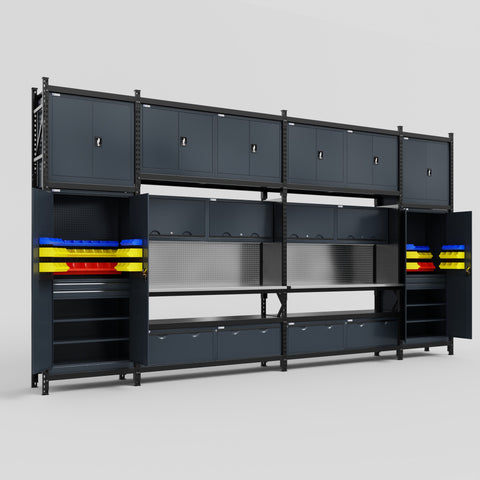 M1221 Modular Work Bench - H3100mm x W5700mm | Stainless WBT | Dark Grey