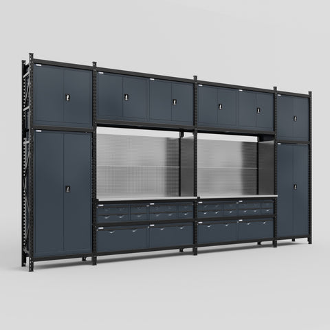 M1221 Modular Work Bench - H3100mm x W5700mm | Stainless WBT | Dark Grey