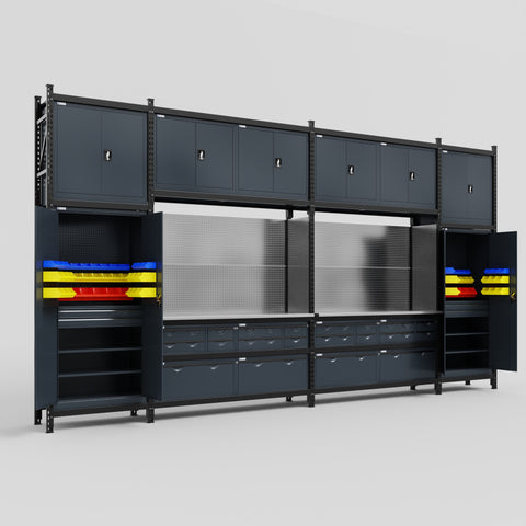 M1221 Modular Work Bench - H3100mm x W5700mm | Stainless WBT | Dark Grey