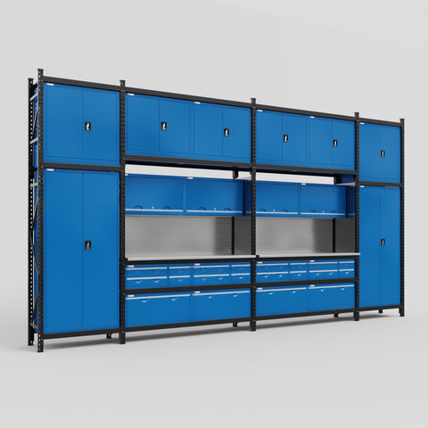 M1221 Modular Work Bench - H3100mm x W5700mm | MDF WBT | Blue