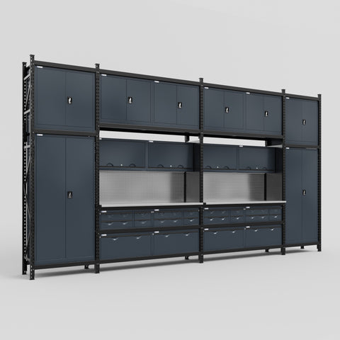 M1221 Modular Work Bench - H3100mm x W5700mm | Stainless WBT | Dark Grey