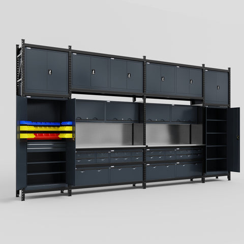 M1221 Modular Work Bench - H3100mm x W5700mm | Stainless WBT | Dark Grey
