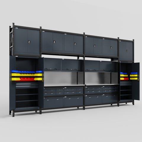 M1221 Modular Work Bench - H3100mm x W5700mm | Stainless WBT | Dark Grey