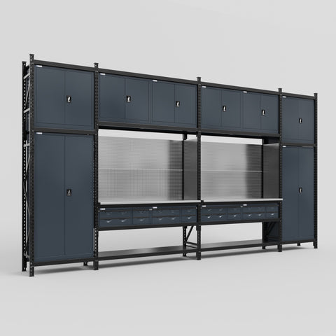 M1221 Modular Work Bench - H3100mm x W5700mm | Stainless WBT | Dark Grey