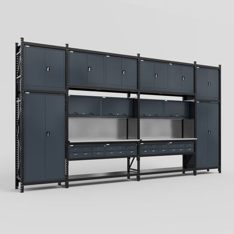 M1221 Modular Work Bench - H3100mm x W5700mm | Stainless WBT | Dark Grey