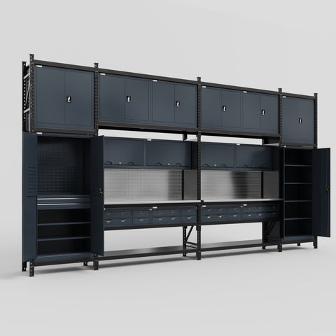 M1221 Modular Work Bench - H3100mm x W5700mm | Stainless WBT | Dark Grey