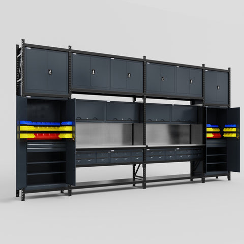 M1221 Modular Work Bench - H3100mm x W5700mm | Stainless WBT | Dark Grey