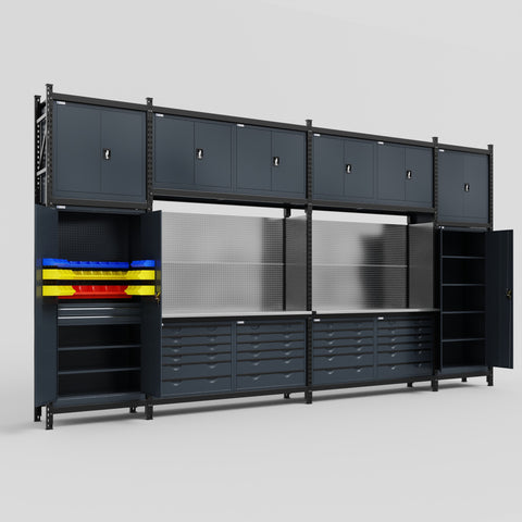 M1221 Modular Work Bench - H3100mm x W5700mm | Stainless WBT | Dark Grey