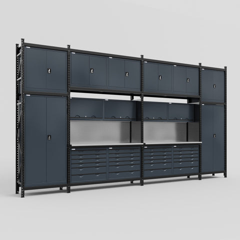 M1221 Modular Work Bench - H3100mm x W5700mm | Stainless WBT | Dark Grey