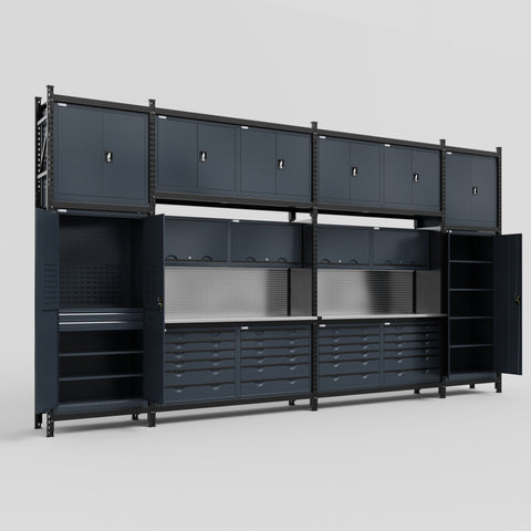 M1221 Modular Work Bench - H3100mm x W5700mm | Stainless WBT | Dark Grey