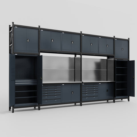 M1221-3C Modular Work Bench - H3100mm x W5700mm | Stainless WBT | Dark Grey