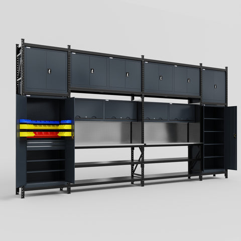 M1221 Modular Work Bench - H3100mm x W5700mm | Stainless WBT | Dark Grey