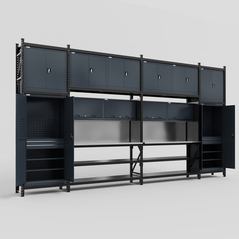 M1221 Modular Work Bench - H3100mm x W5700mm | Stainless WBT | Dark Grey