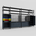M1221 Modular Work Bench with Shelves - H3100mm x W5700mm | Laminate WBT | Dark Grey