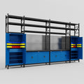 M1221 Modular Work Bench with Shelves - H3100mm x W5700mm | Laminate WBT | Blue