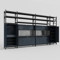 M1221 Modular Work Bench with Shelves - H3100mm x W5700mm | Laminate WBT | Dark Grey