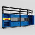 M1221 Modular Work Bench with Shelves - H3100mm x W5700mm | Laminate WBT | Blue
