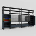 M1221 Modular Work Bench with Shelves - H3100mm x W5700mm | Laminate WBT | Dark Grey