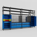 M1221 Modular Work Bench with Shelves - H3100mm x W5700mm | Laminate WBT | Blue