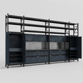 M1221 Modular Work Bench with Shelves - H3100mm x W5700mm | Laminate WBT | Dark Grey