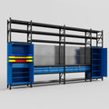 M1221 Modular Work Bench with Shelves - H3100mm x W5700mm | Laminate WBT | Blue