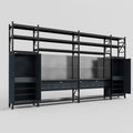 M1221 Modular Work Bench with Shelves - H3100mm x W5700mm | Laminate WBT | Dark Grey