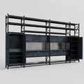 M1221 Modular Work Bench with Shelves - H3100mm x W5700mm | Laminate WBT | Dark Grey