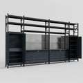 M1221 Modular Work Bench with Shelves - H3100mm x W5700mm | Laminate WBT | Dark Grey