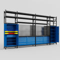 M1221 Modular Work Bench with Shelves - H3100mm x W5700mm | Laminate WBT | Blue
