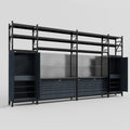 M1221 Modular Work Bench with Shelves - H3100mm x W5700mm | Laminate WBT | Dark Grey