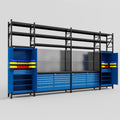 M1221 Modular Work Bench with Shelves - H3100mm x W5700mm | Laminate WBT | Blue
